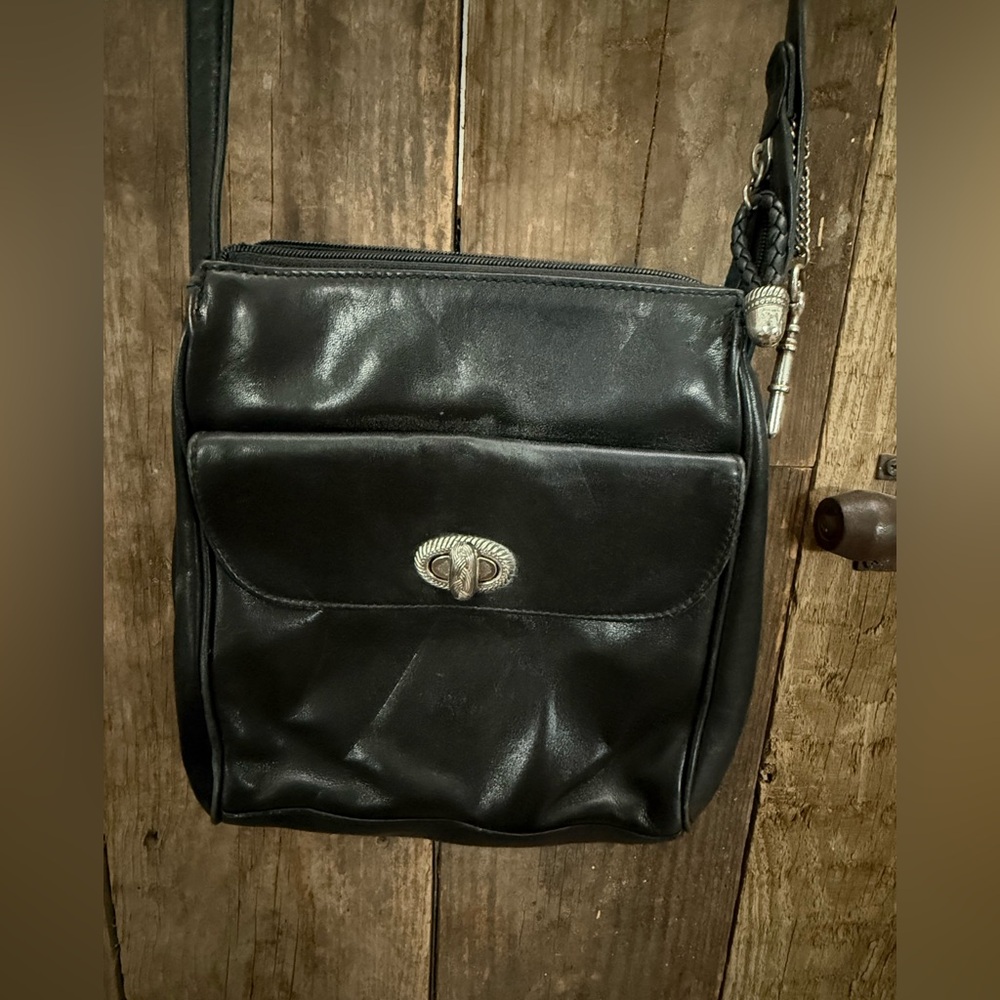 Vintage Fossil Crossbody Bag Purse Soft Leather Adj Strap Black Preppy 90s Y2k